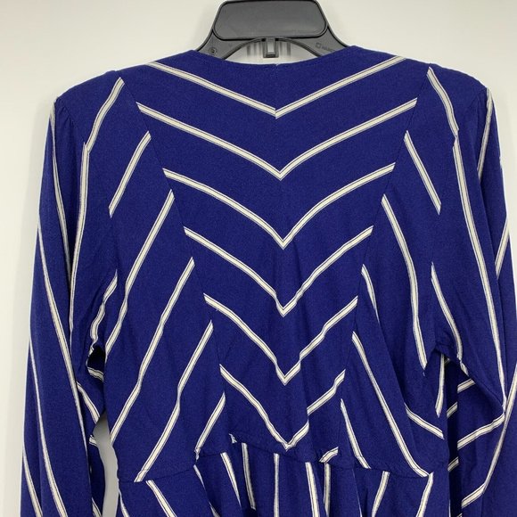 Free People Top Samifran Blue Stripe V Neck Button Long Sleeve - Picture 10 of 12